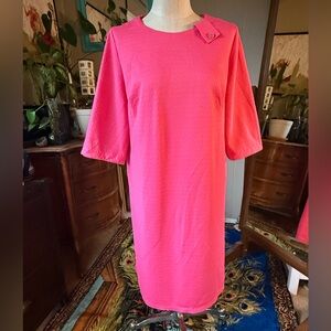 Retro Pink Textured Shift Dress, Plus Size 22